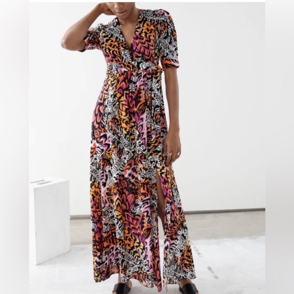 & Other Stories Vibrant Tropical Print Maxi Dress